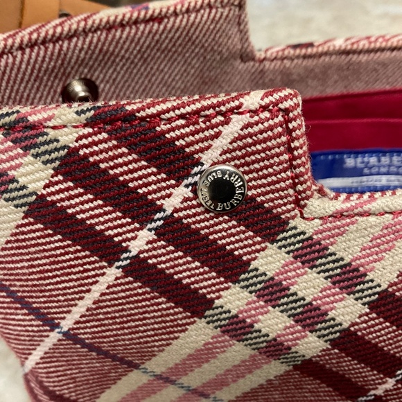 Authentic BURBERRY Nova Check Blue Label Shoulder Bag Canvas Red Silver - Picture 11 of 16